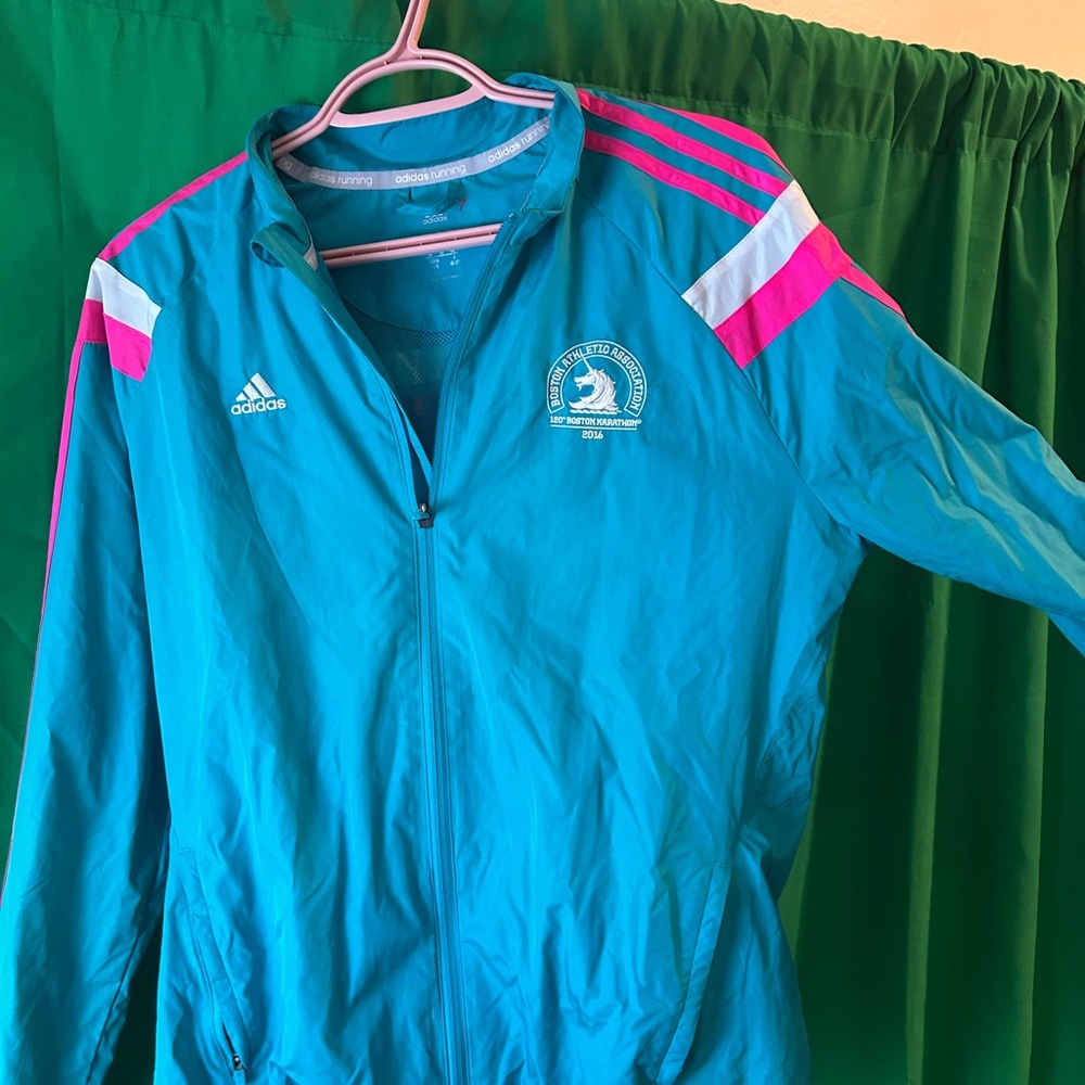 Adidas Teal and Pink 2016 Boston Marathon Jacket